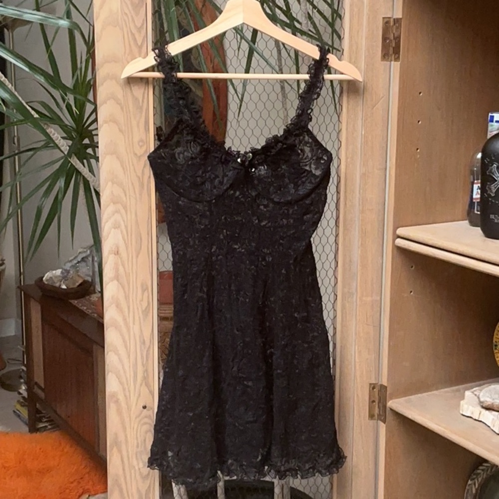 Vintage Intimo Amore Black Lace Baby Doll Lingerie